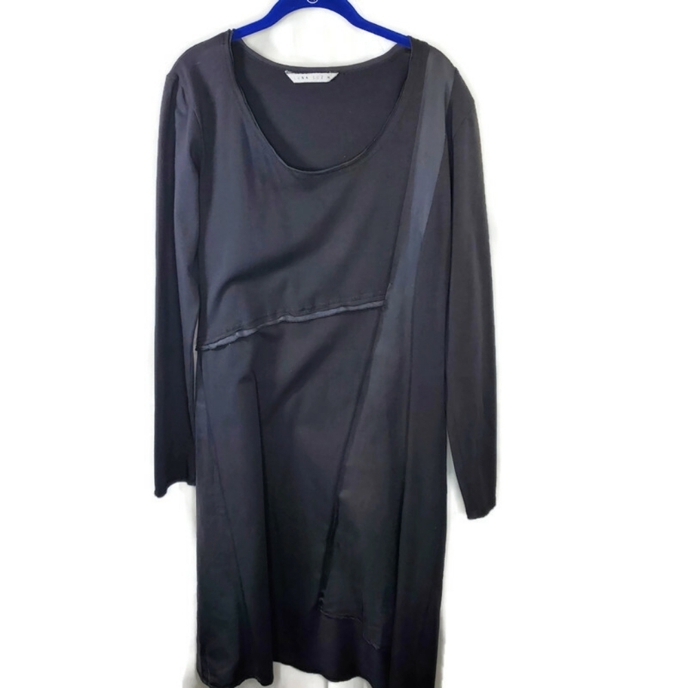Luna Luz Black Silk Blend Midi Dress Size XL